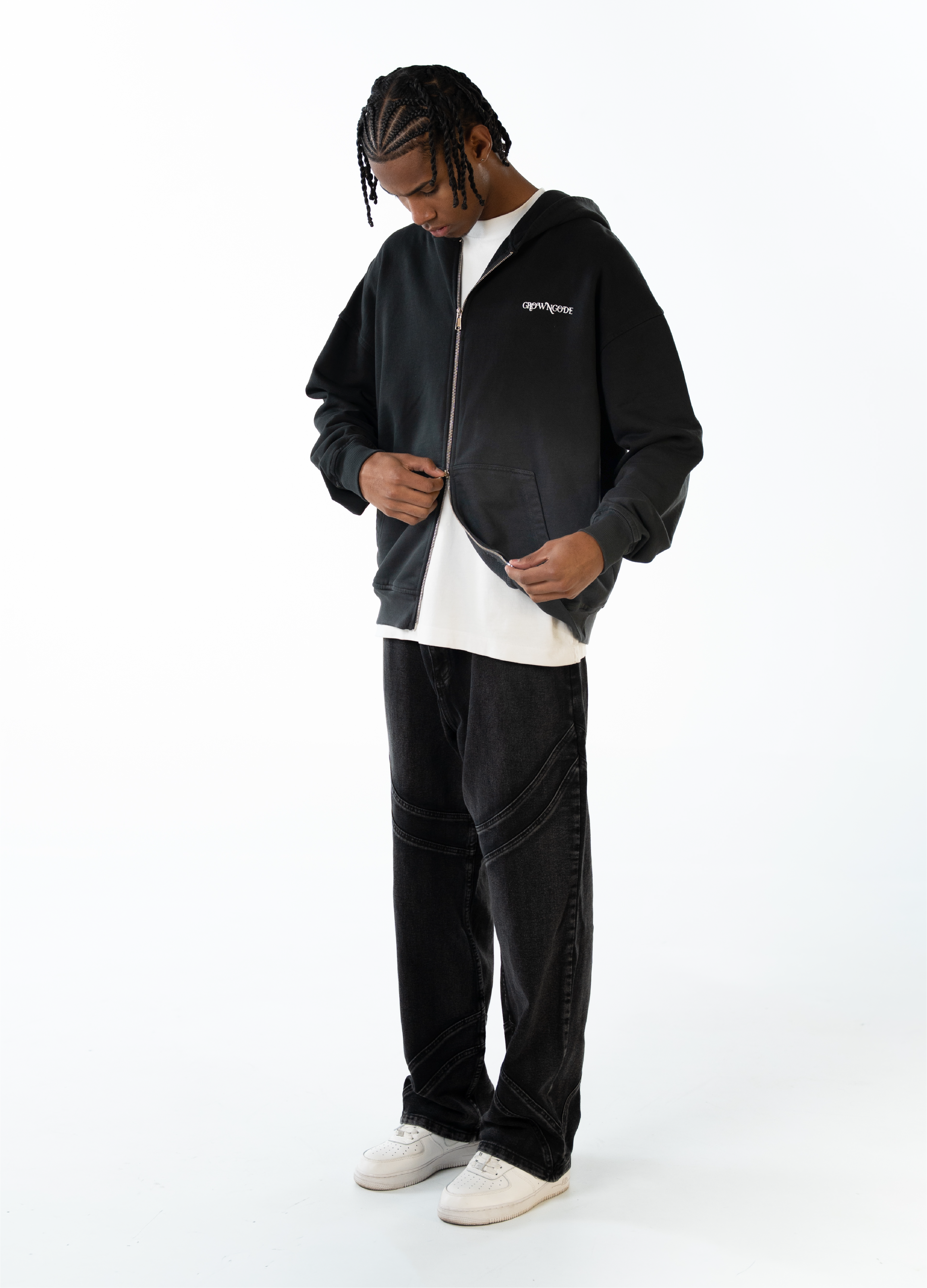 DOBLE ZIP HOODIE PALACE - NEGRO DEGRADE