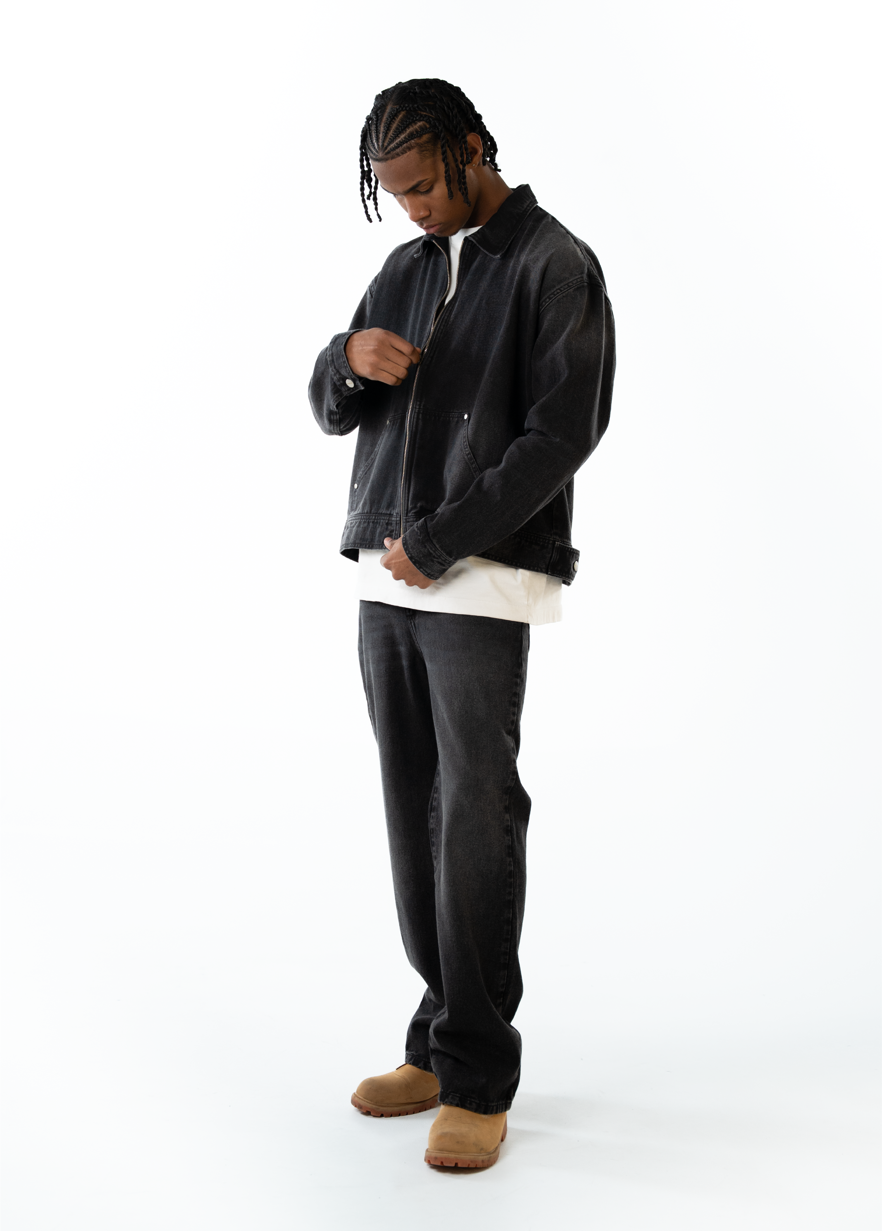 JEAN WIDE FIT  - NEGRO DESGASTADO