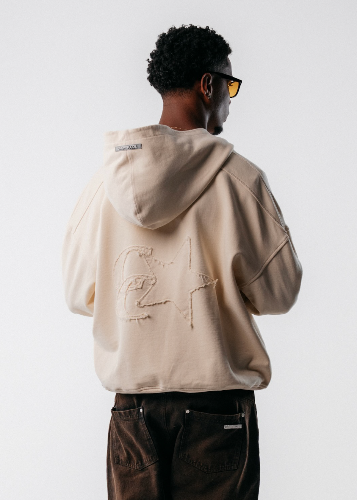 DOBLE ZIP HOODIE SIGNATURE STAR - CREMA