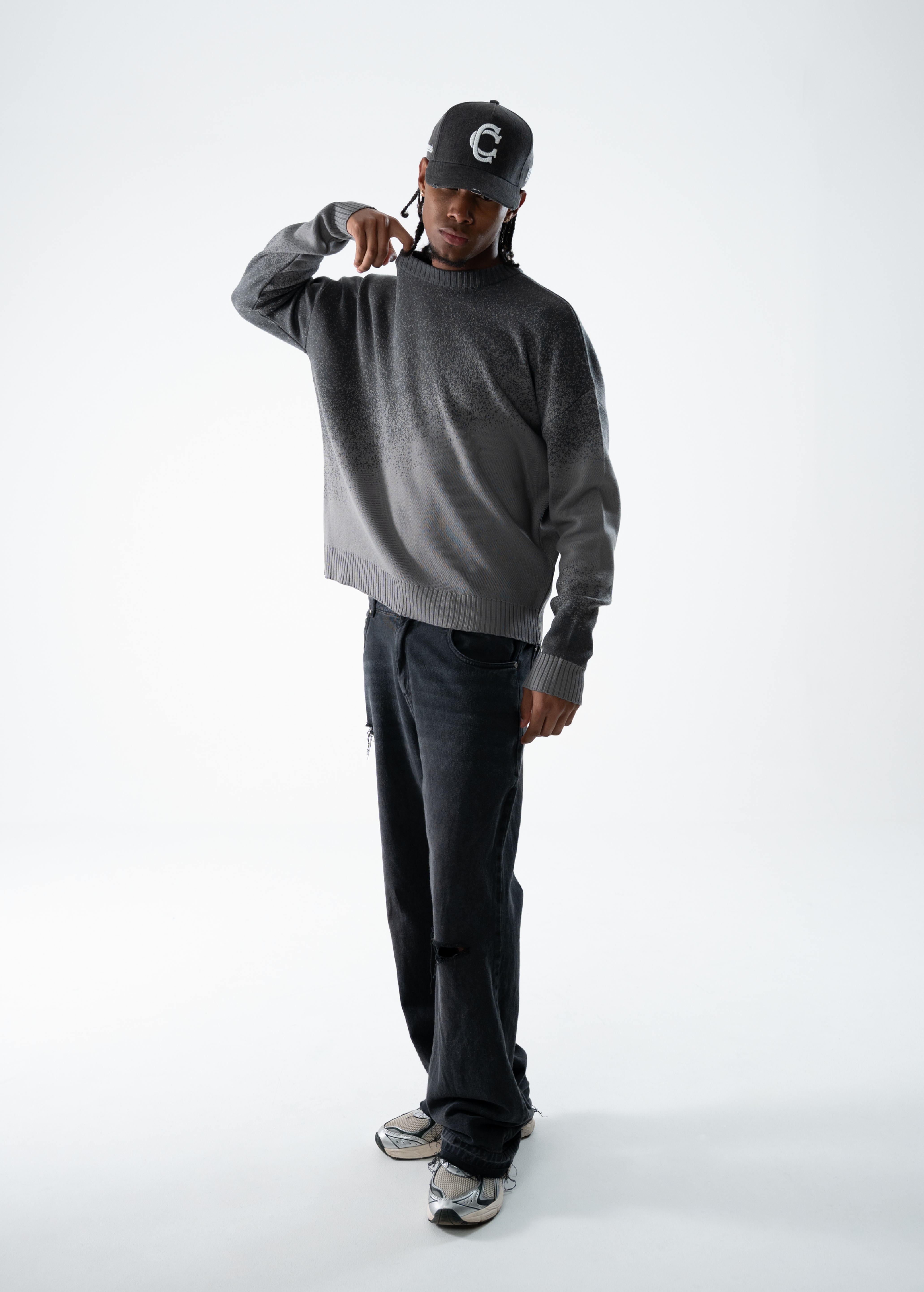 GRADIENT KNITWEAR SWEATER - GRIS CLARO Y OSCURO