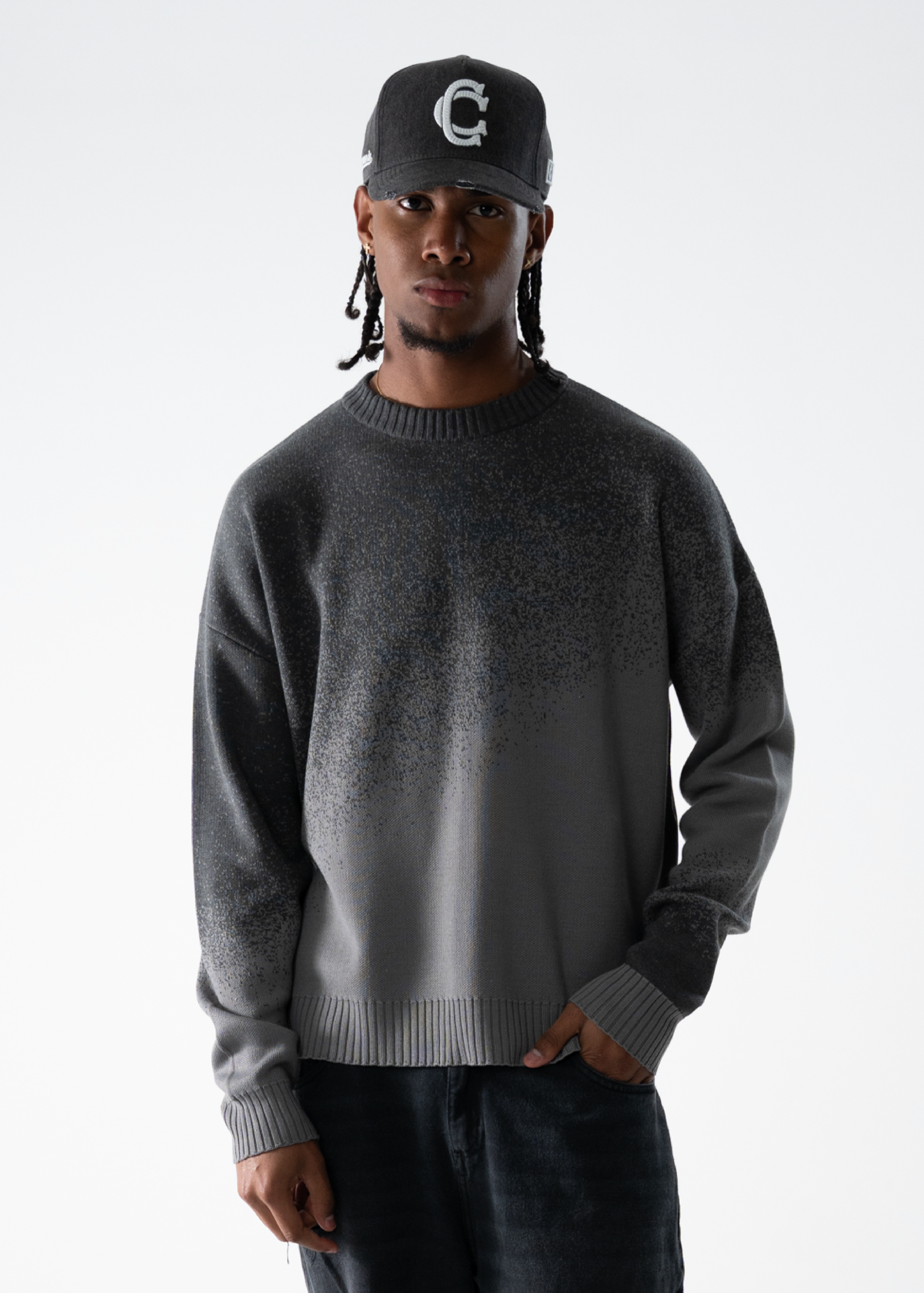 GRADIENT KNITWEAR SWEATER - GRIS CLARO Y OSCURO