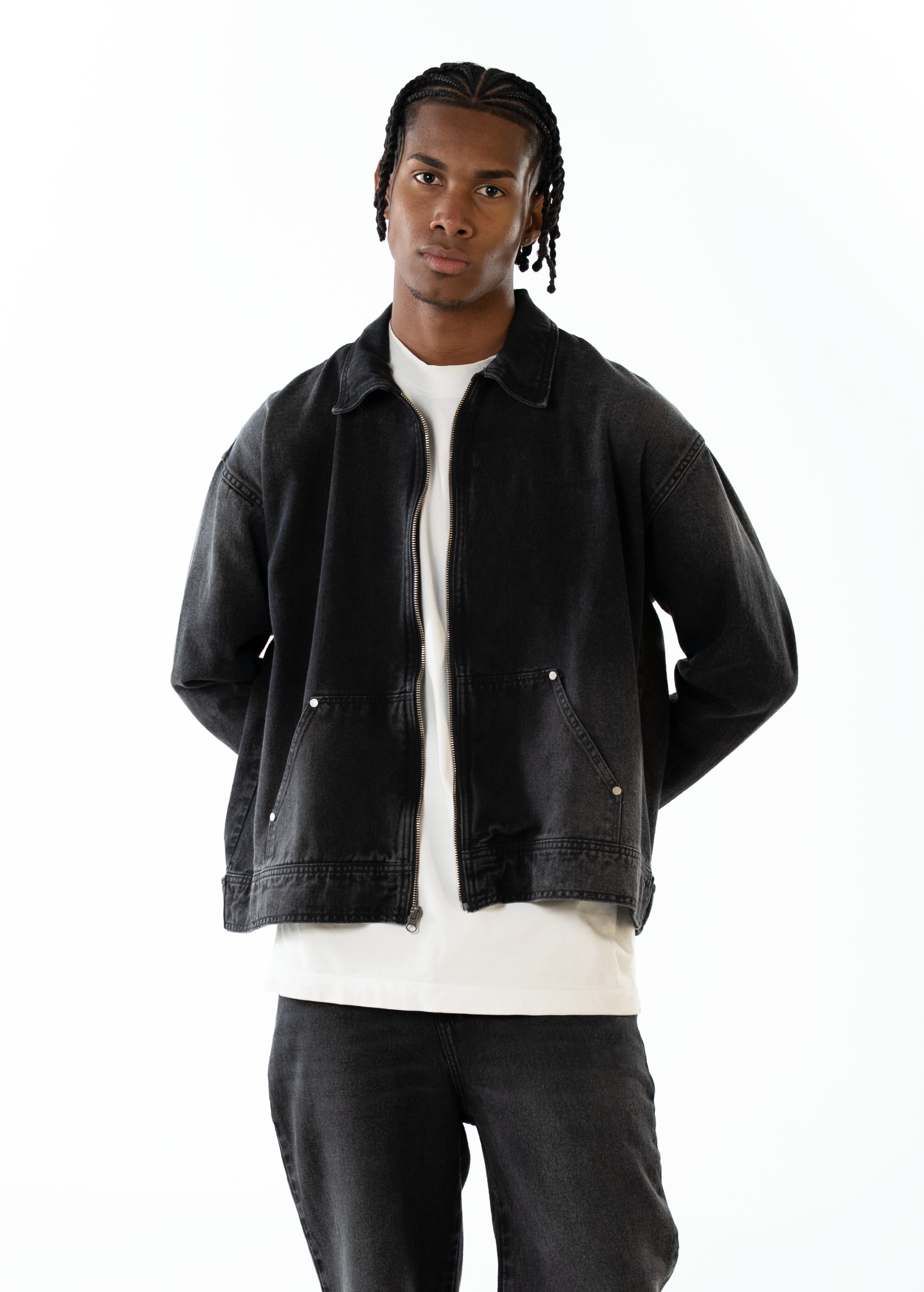 CHAQUETA DENIM - NEGRO DESGASTADO