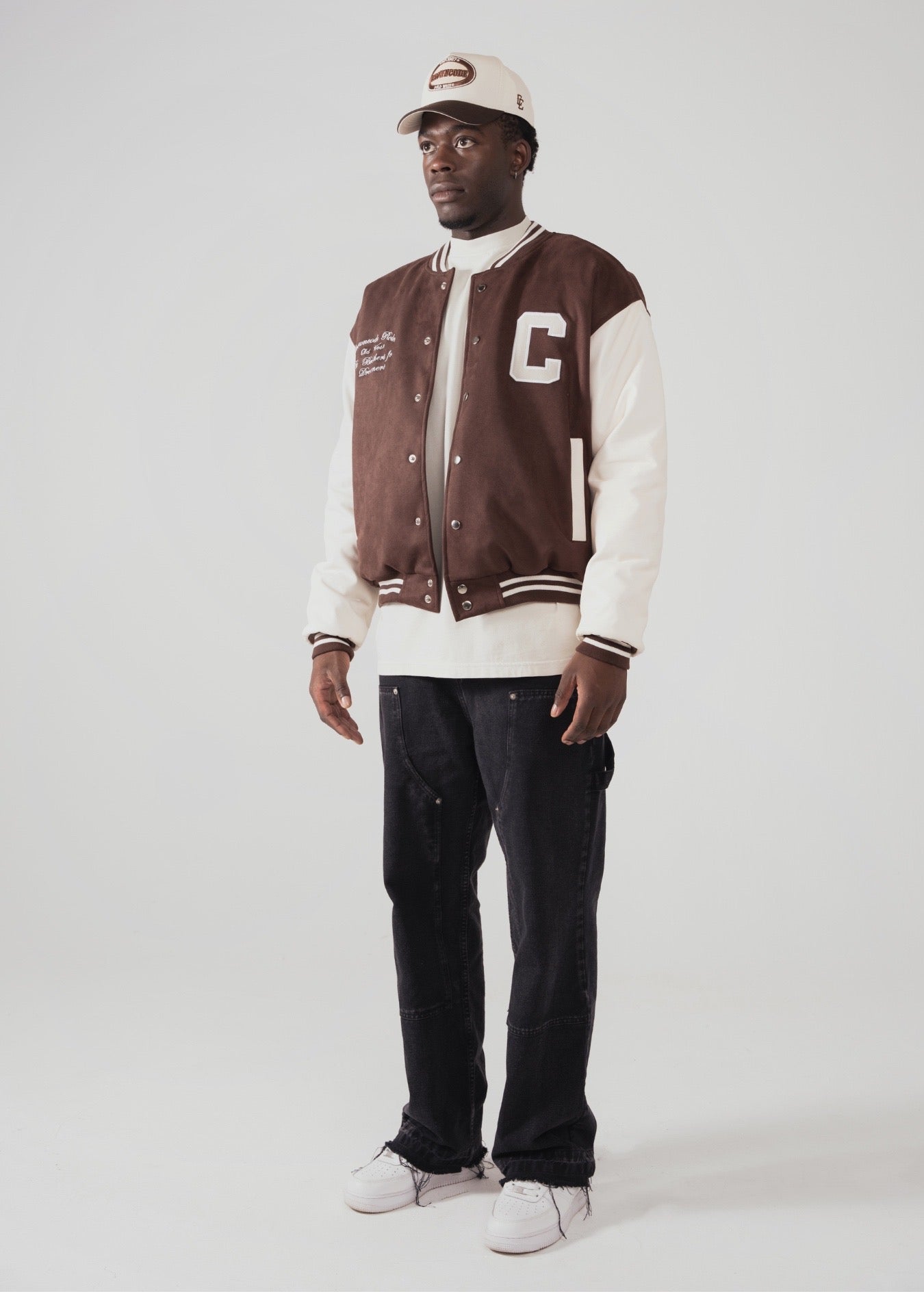 VARSITY JACKET - CAFE CHOCOLATE Y CREMA