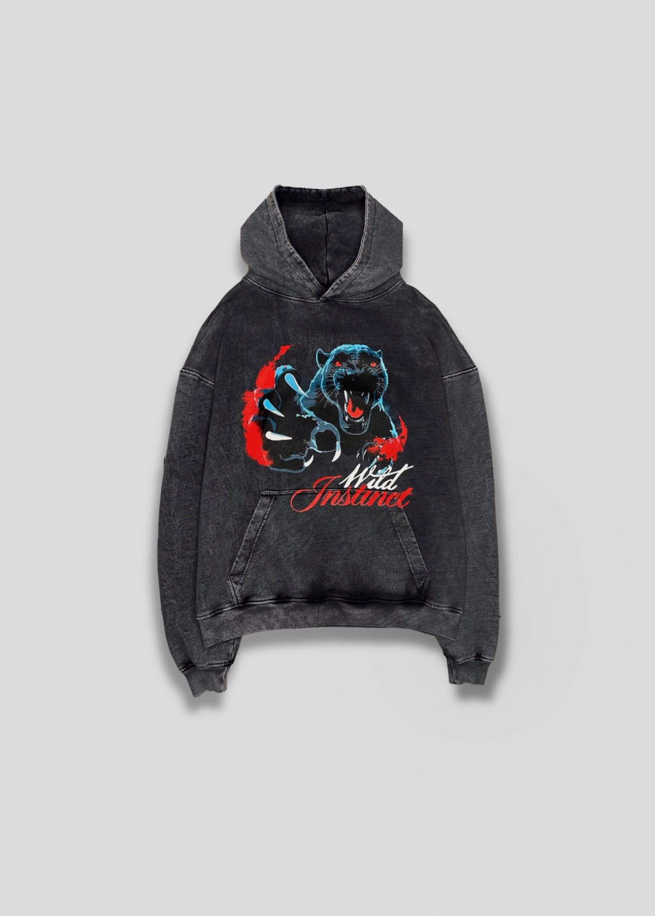 HOODIE PANTHER-GRIS WASHED