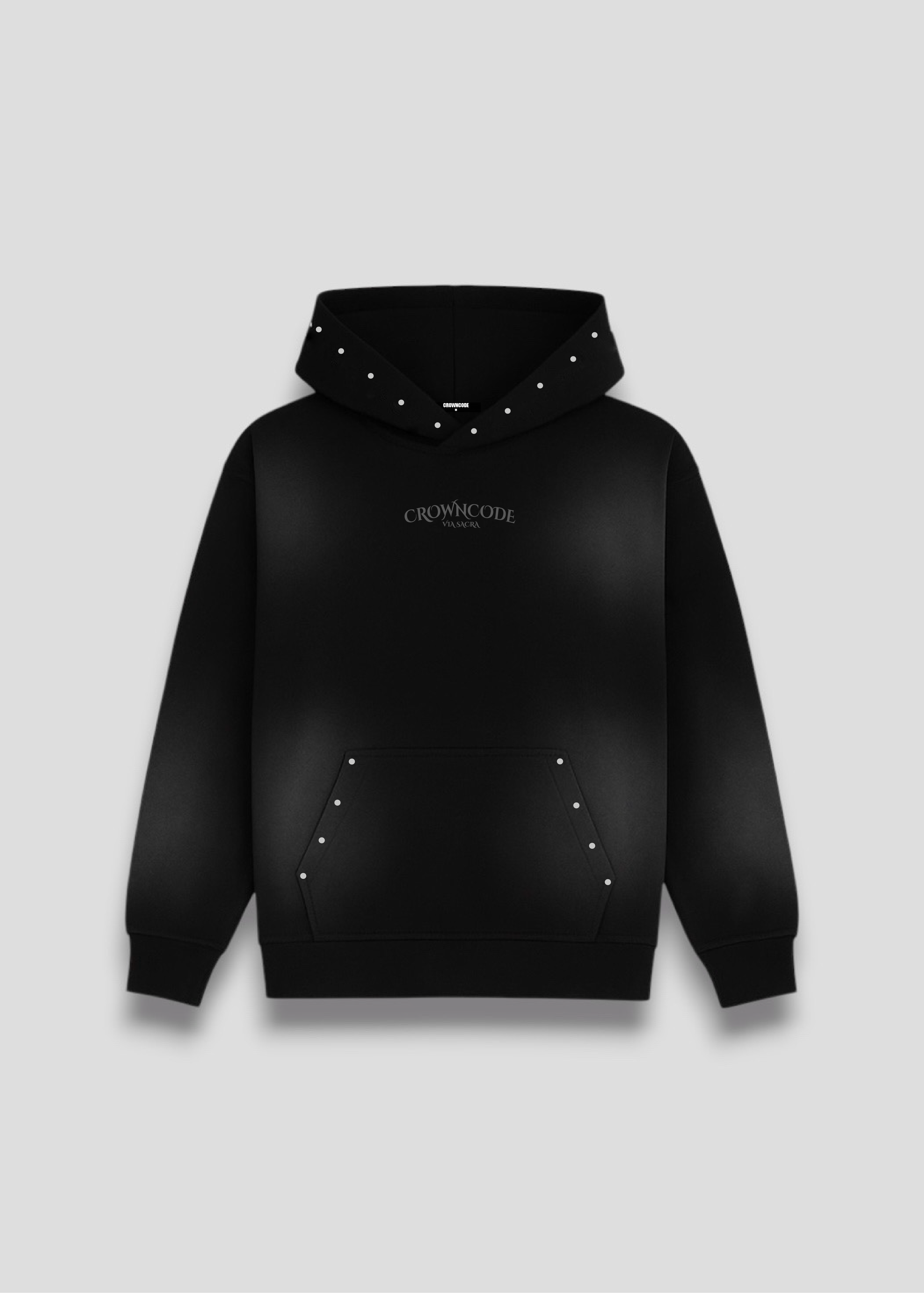 HOODIE CROSS REIGN - NEGRO DESGASTADO