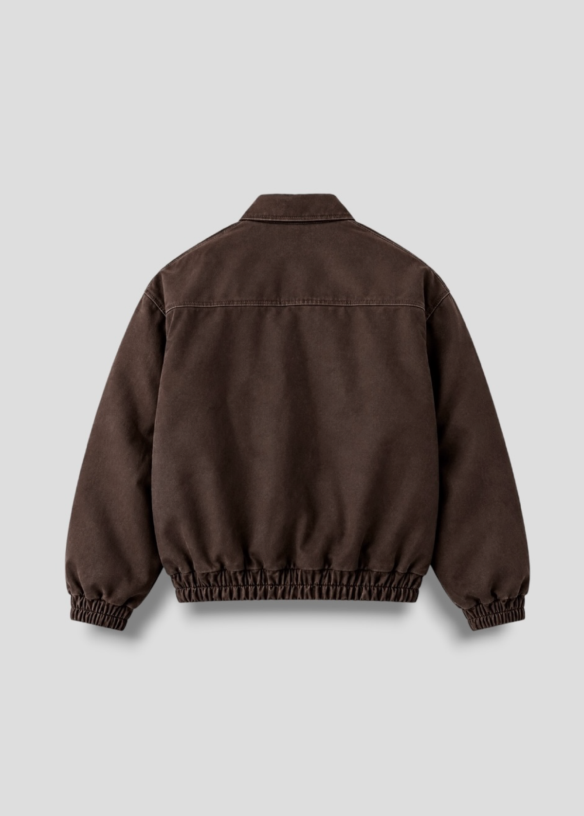 EMBLEM FAUX LEATHER BOMBER JACKET - CAFE CHOCOLATE