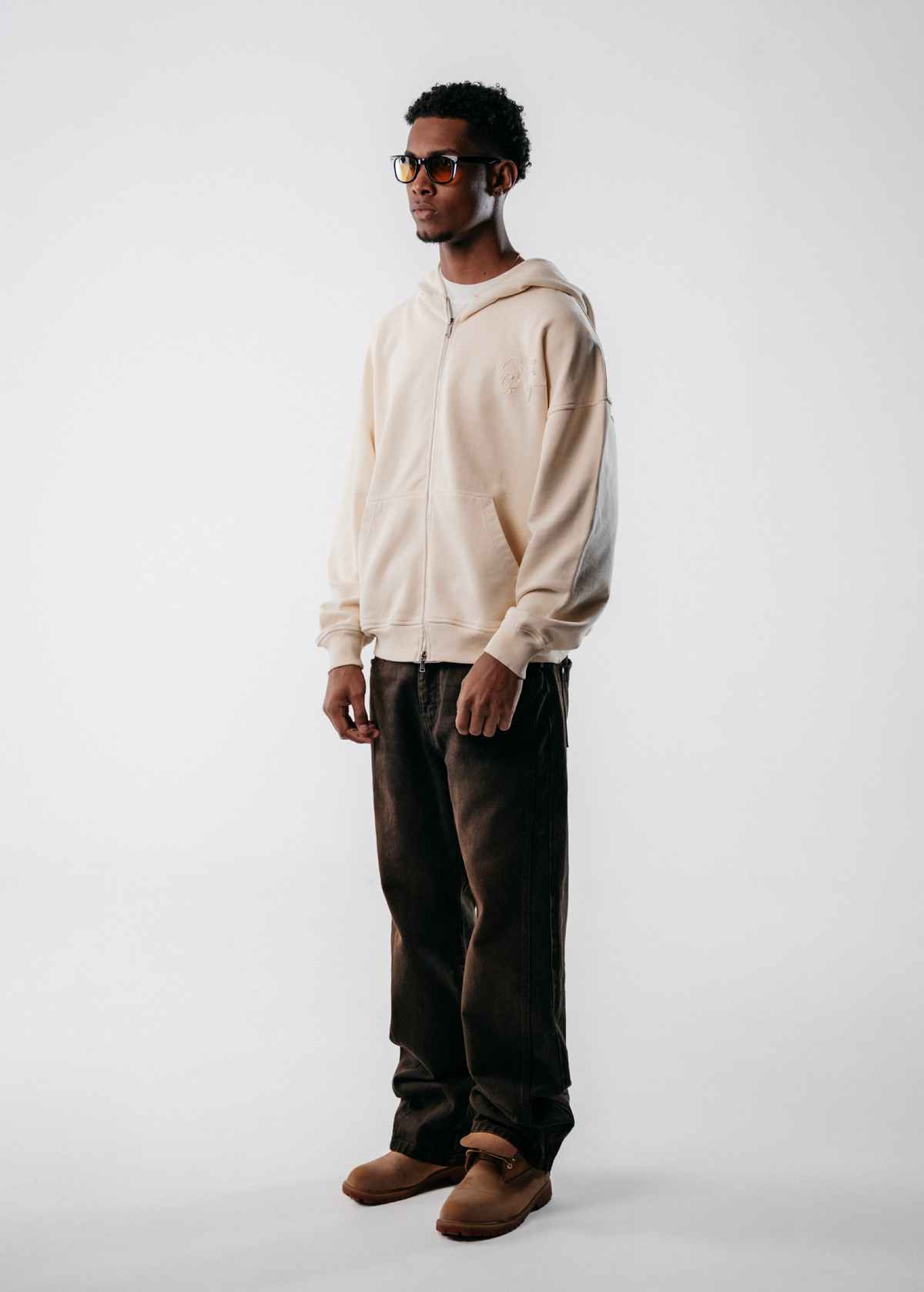 DOBLE ZIP HOODIE SIGNATURE STAR - CREMA