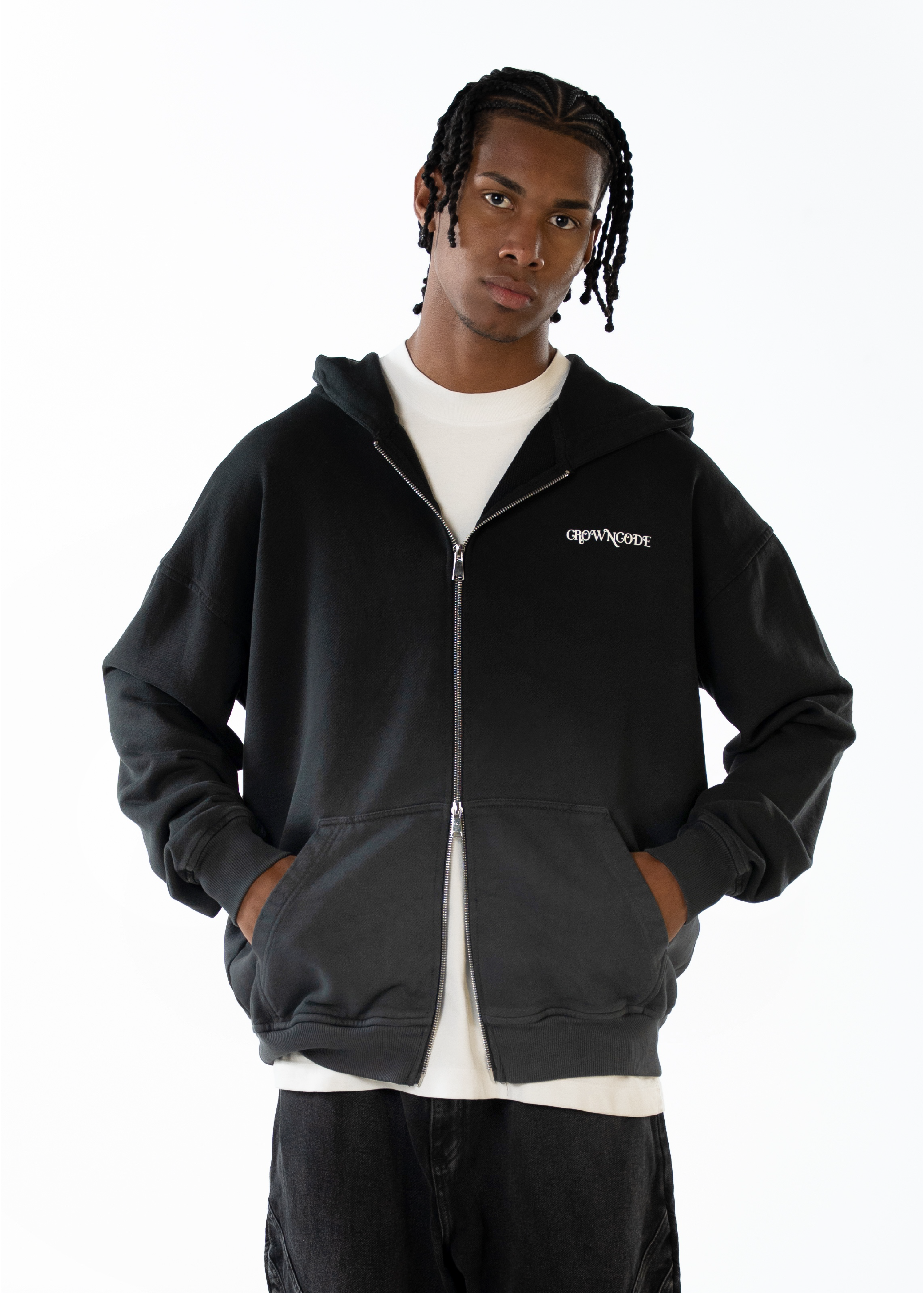 DOBLE ZIP HOODIE PALACE - NEGRO DEGRADE