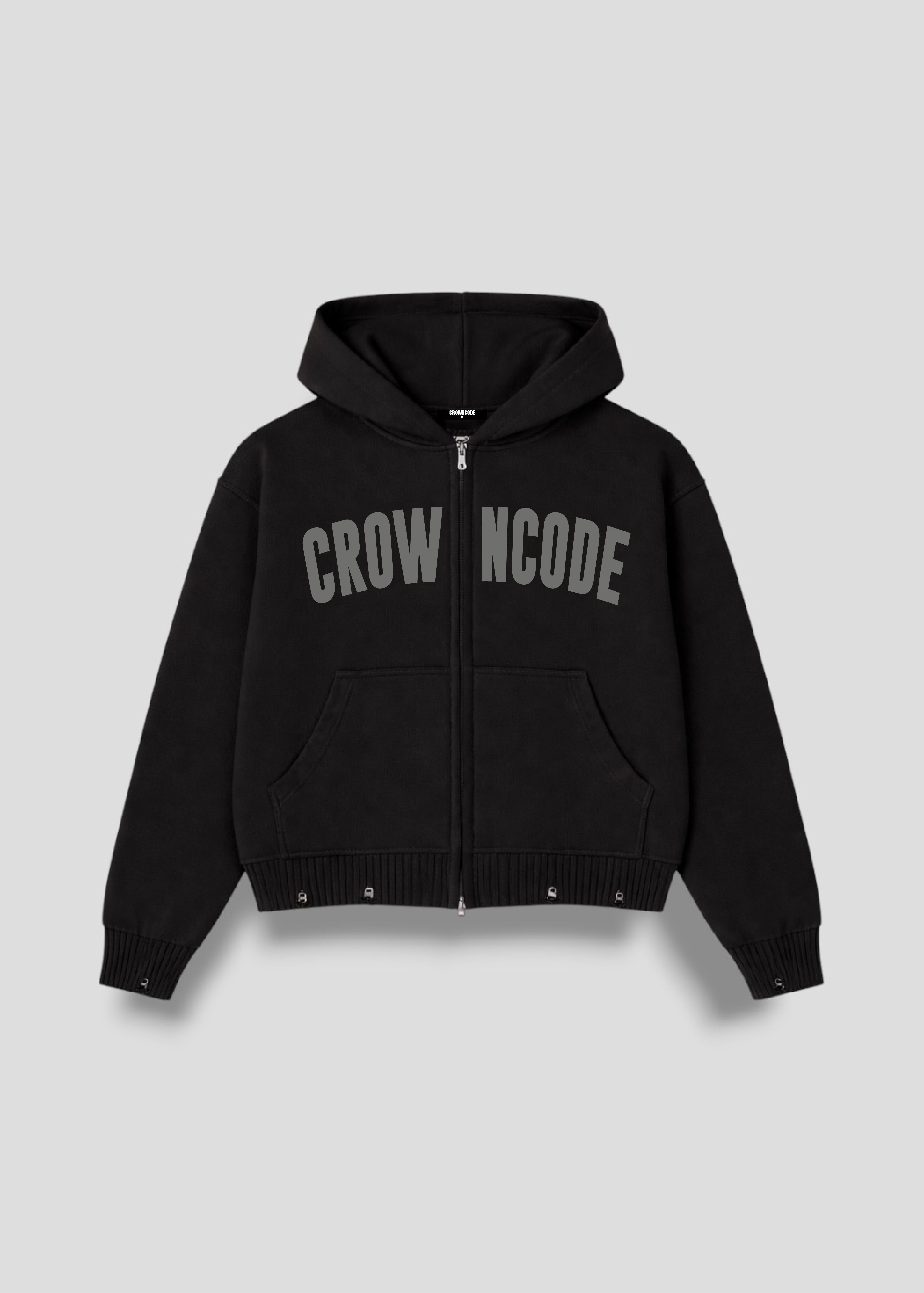 DOBLE ZIP KNITWEAR HOODIE - NEGRO