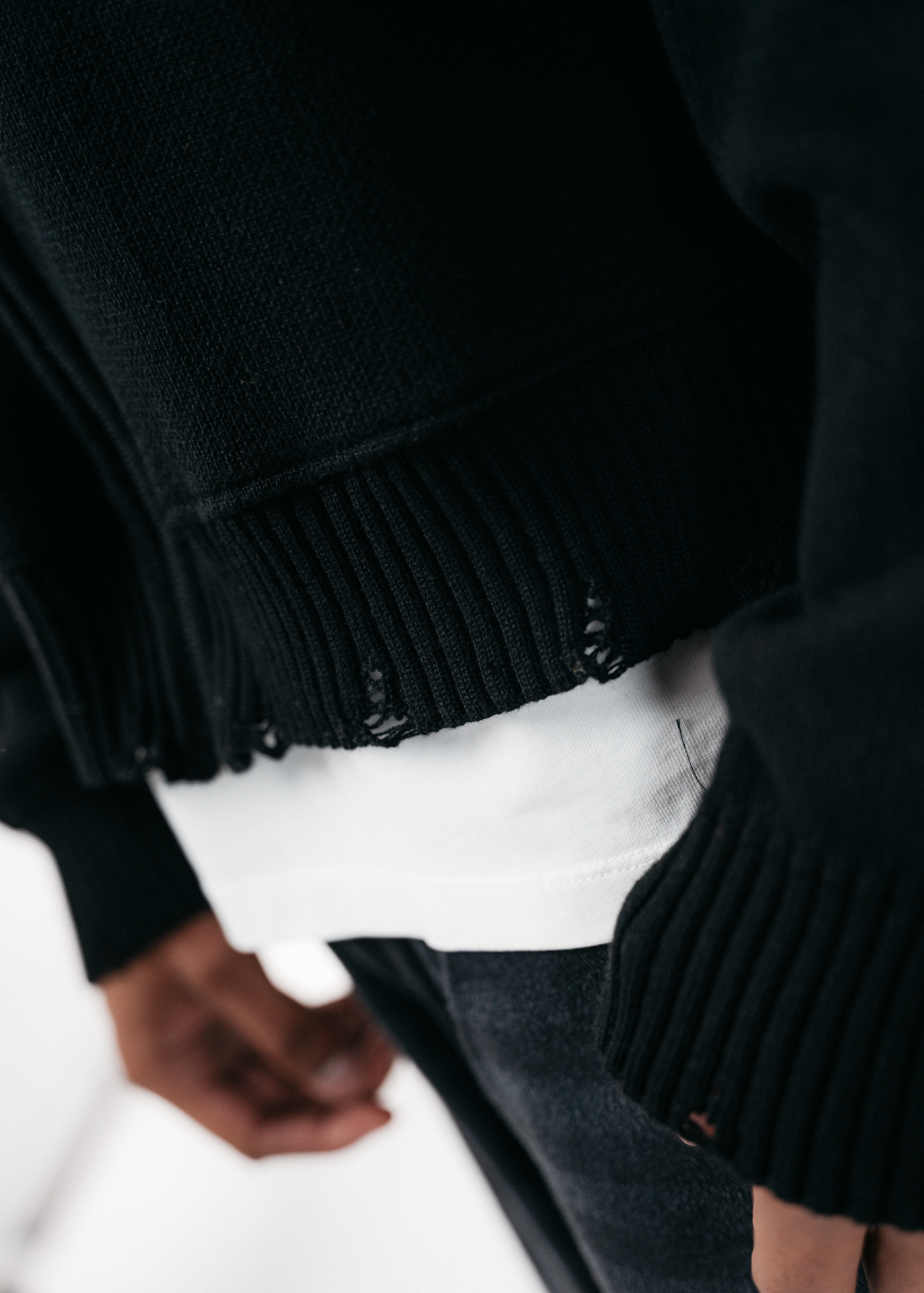 DOBLE ZIP KNITWEAR HOODIE - NEGRO