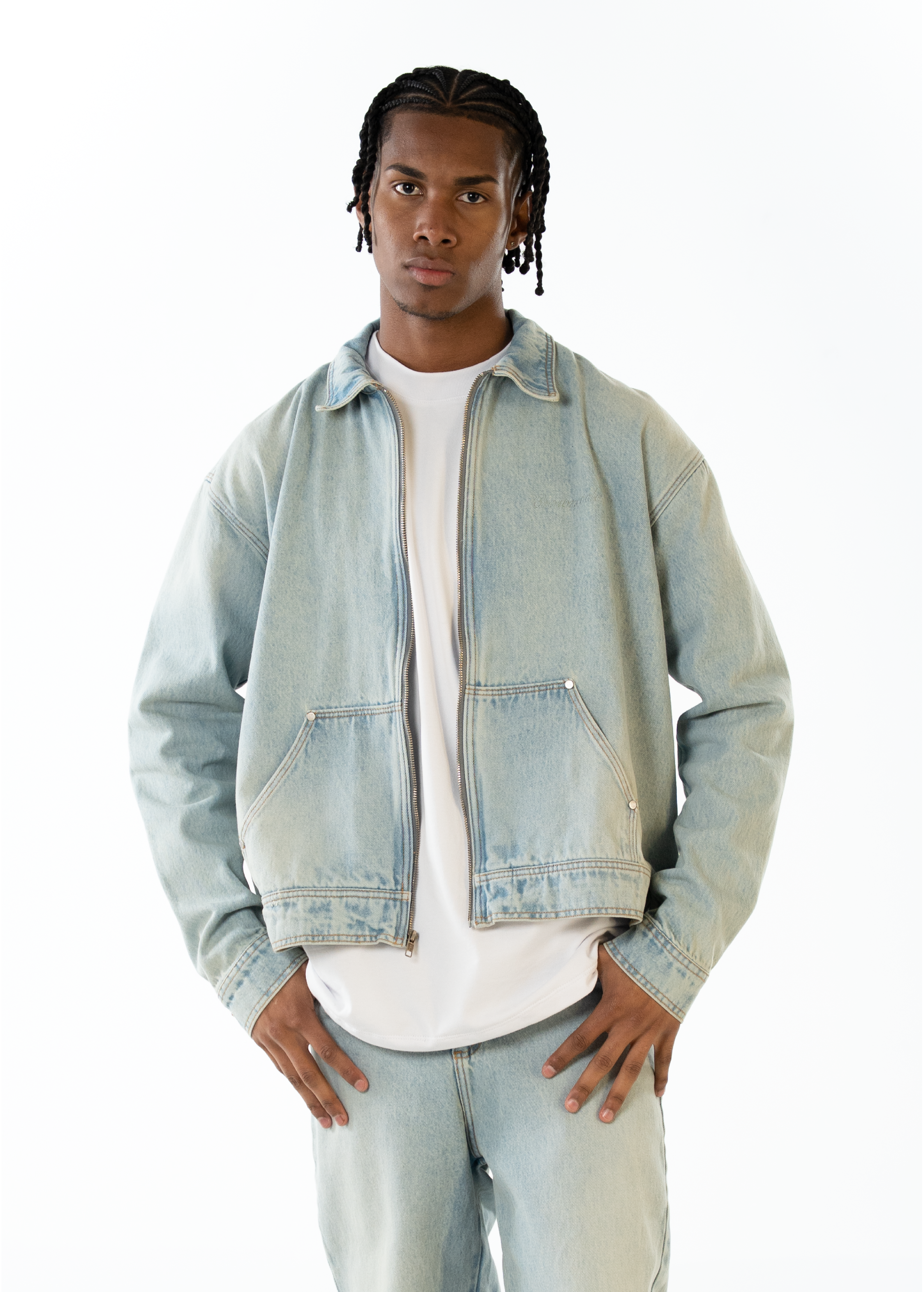 CHAQUETA DENIM - AZUL OCEANO DESGASTADO